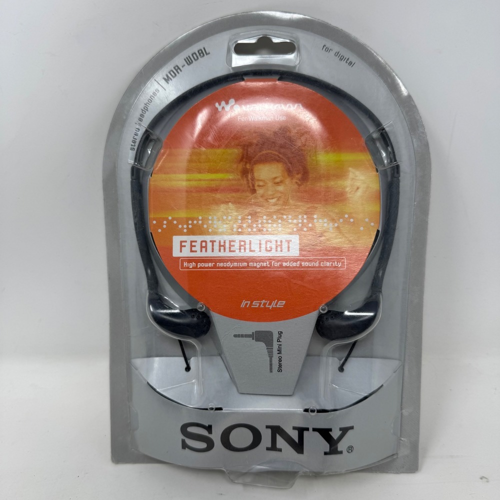 Sony MDR-W08L Featherlight Vertical In-Ear Headphones Walkman Wired Black New
